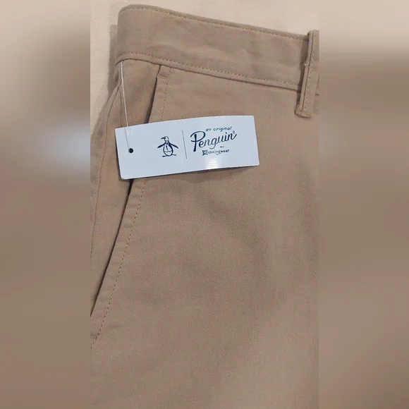 Original Penguin Khaki Men's Flat Front Shorts - Picture 2 of 6